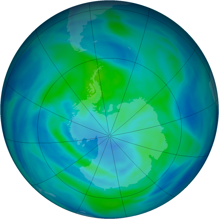 Antarctic ozone map for 29 March 2006